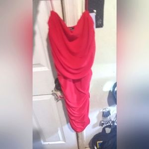 Medium length red dress